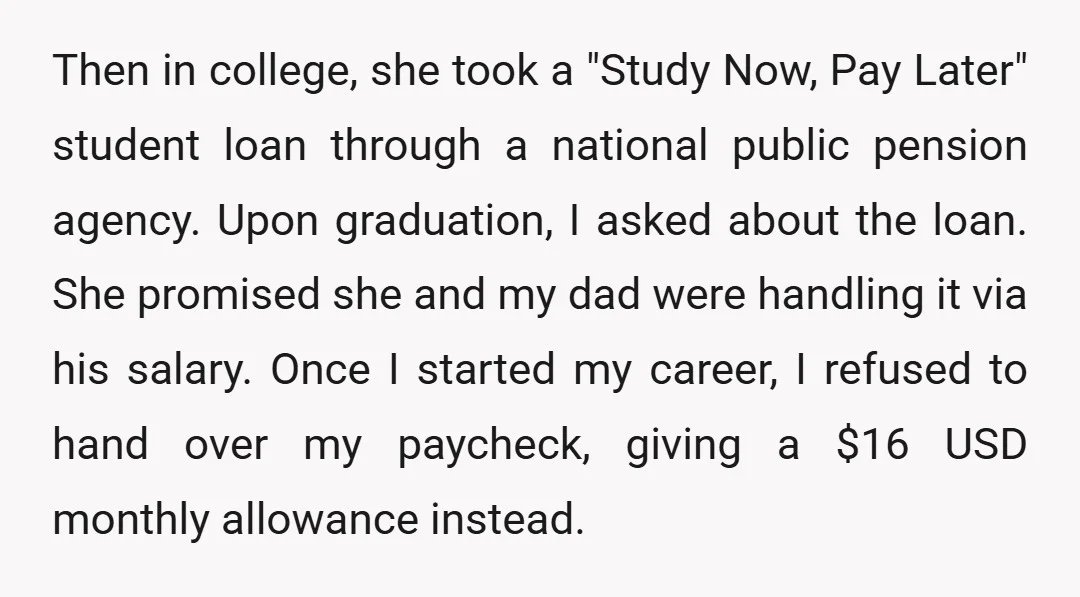 Then in college, she took a "Study Now, Pay Later" student loan through a national public pension agency. Upon graduation, I asked about the loan. She promised she and my...