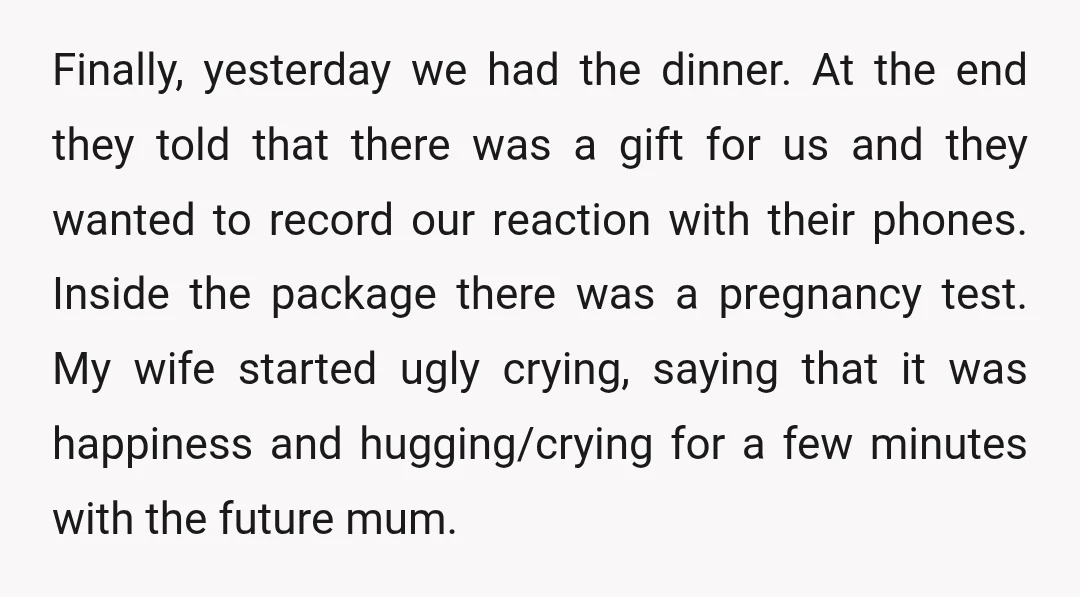 Finally, yesterday we had the dinner. At the end they told that there was a gift for us and they wanted to record our reaction with their phones. Inside the...