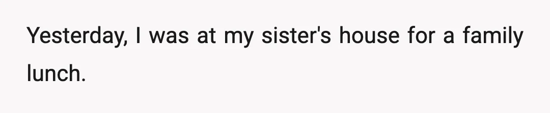 Yesterday, I was at my sister's house for a family lunch.