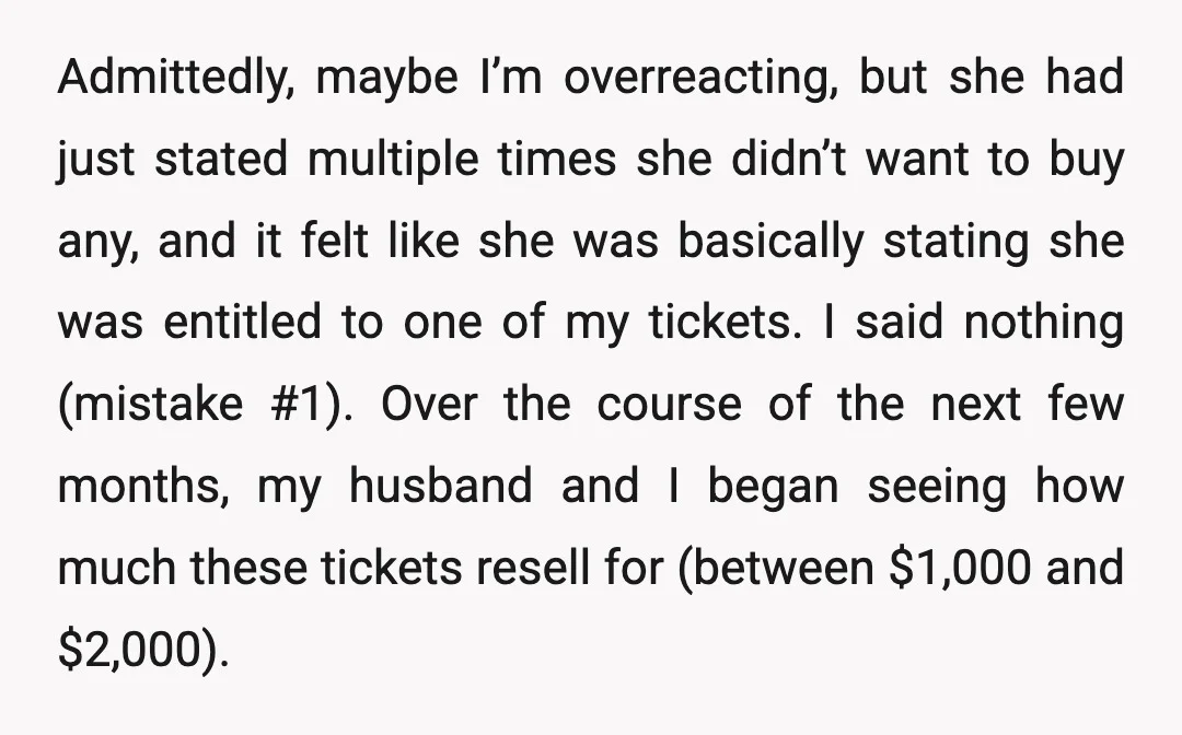 Admittedly, maybe I’m overreacting, but she had just stated multiple times she didn’t want to buy any, and it felt like she was basically stating she was entitled to one...