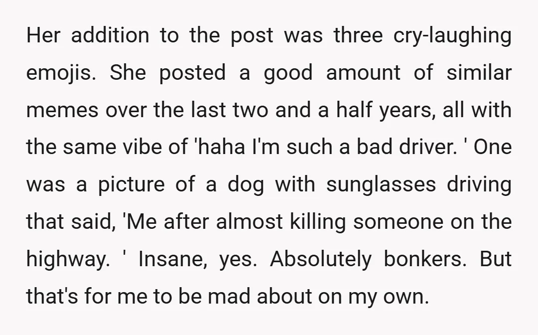 Her addition to the post was three cry-laughing emojis. She posted a good amount of similar memes over the last two and a half years, all with the same vibe...