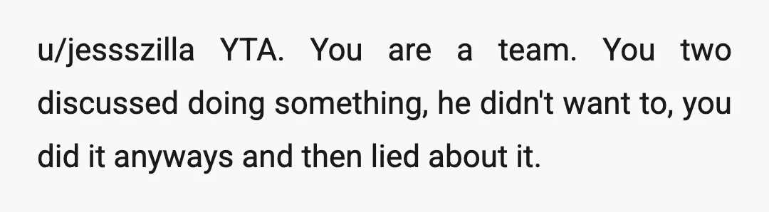 u/hitchinpost YTA - If it had truly been something you had just been quiet about, I probably would have gone with no AH. But you actively lied about the money...