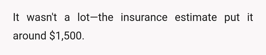 It wasn't a lot—the insurance estimate put it around $1,500.