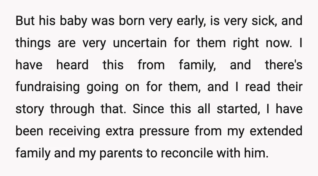 But his baby was born very early, is very sick, and things are very uncertain for them right now. I have heard this from family, and there's fundraising going on...
