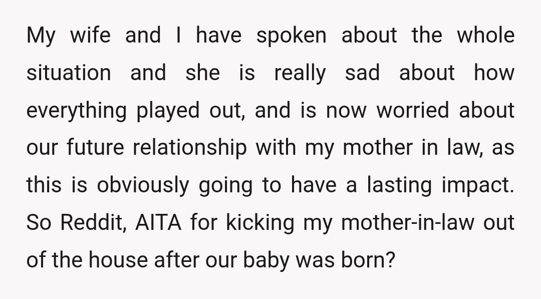My wife and I have spoken about the whole situation and she is really sad about how everything played out, and is now worried about our future relationship with my...