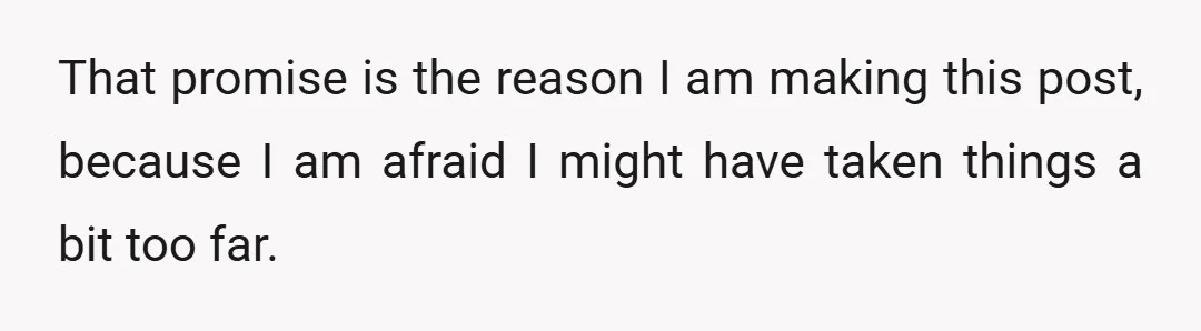That promise is the reason I am making this post, because I am afraid I might have taken things a bit too far.