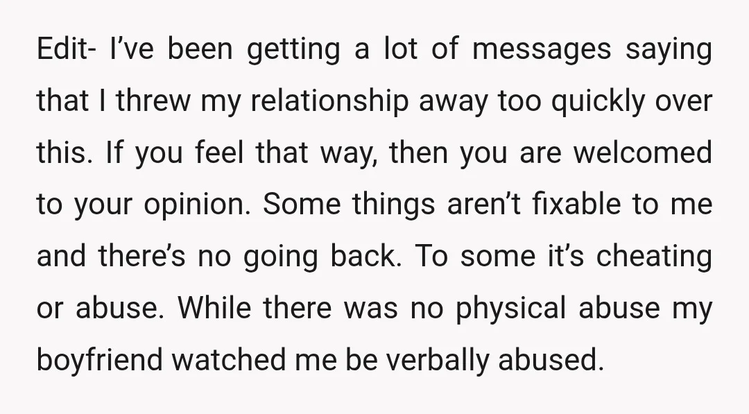 Edit- I’ve been getting a lot of messages saying that I threw my relationship away too quickly over this. If you feel that way, then you are welcomed to your...