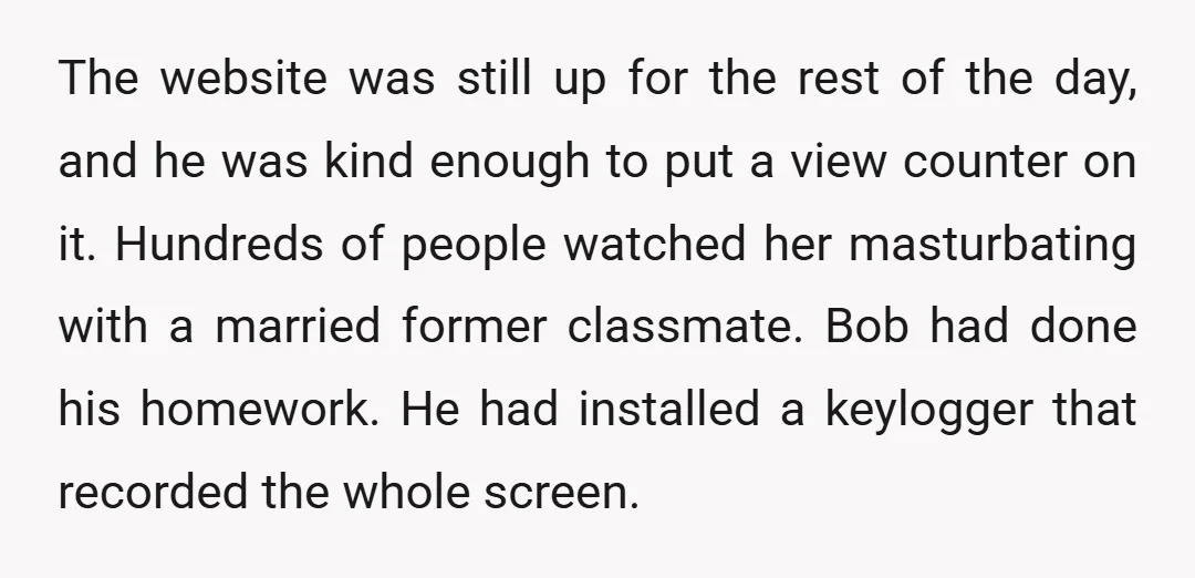 The website was still up for the rest of the day, and he was kind enough to put a view counter on it. Hundreds of people watched her masturbating with...