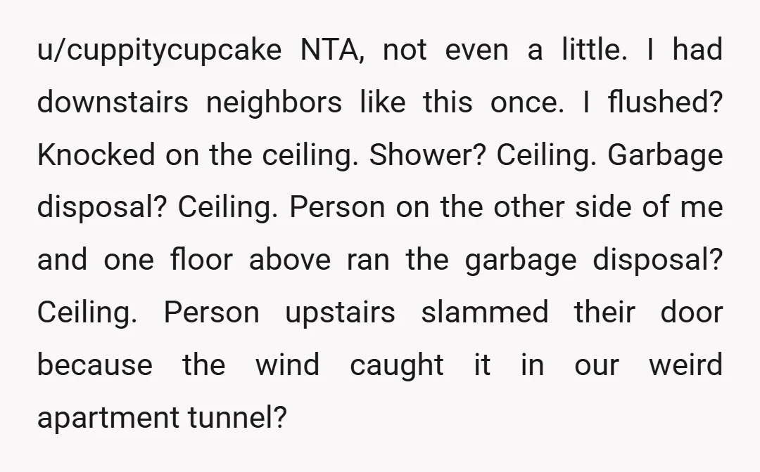 u/Dogmother123
NTA report them to the landlord for ongoing harassment.
They need to get a detached house.