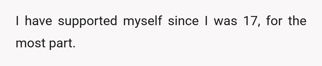 I have supported myself since I was 17, for the most part.