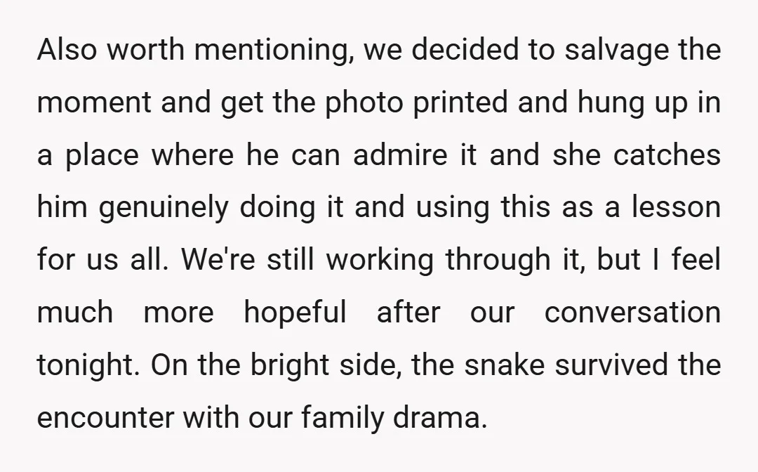 Also worth mentioning, we decided to salvage the moment and get the photo printed and hung up in a place where he can admire it and she catches him genuinely...