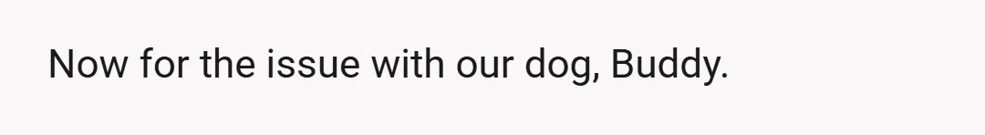 Now for the issue with our dog, Buddy.