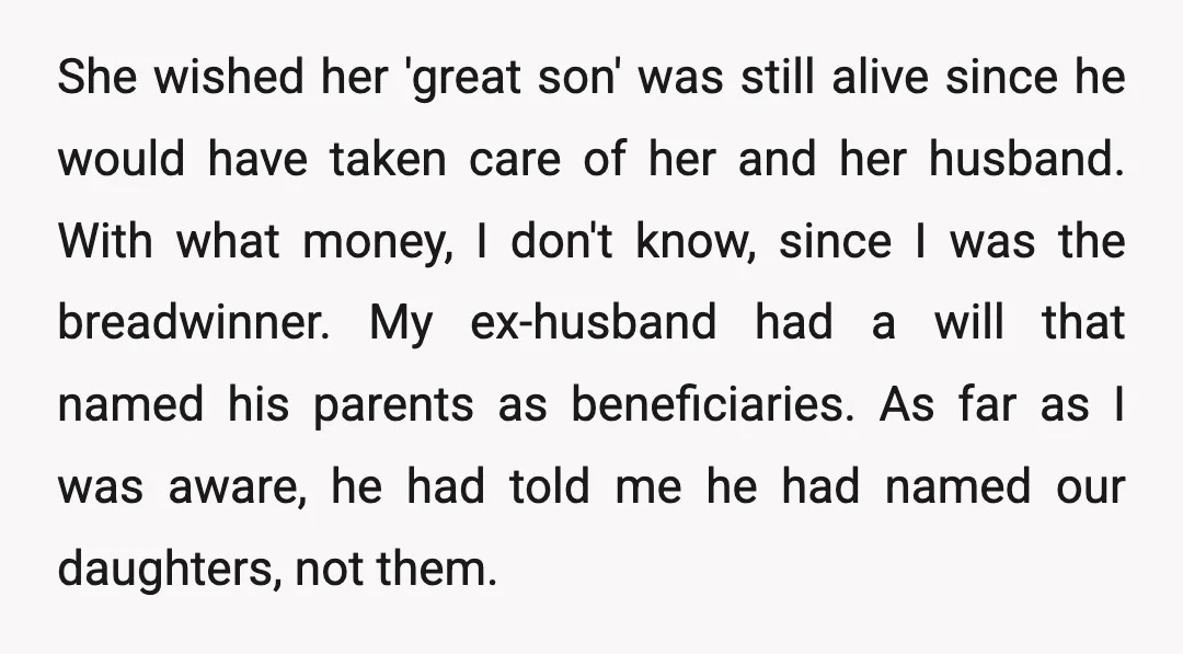 I never pushed for me to be the beneficiary, as my own will has my daughters as the beneficiaries, not him.