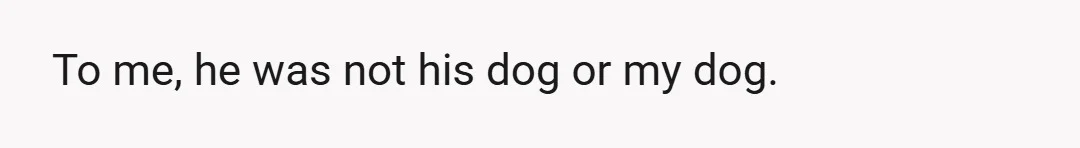 To me, he was not his dog or my dog.