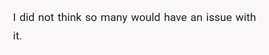 I did not think so many would have an issue with it.