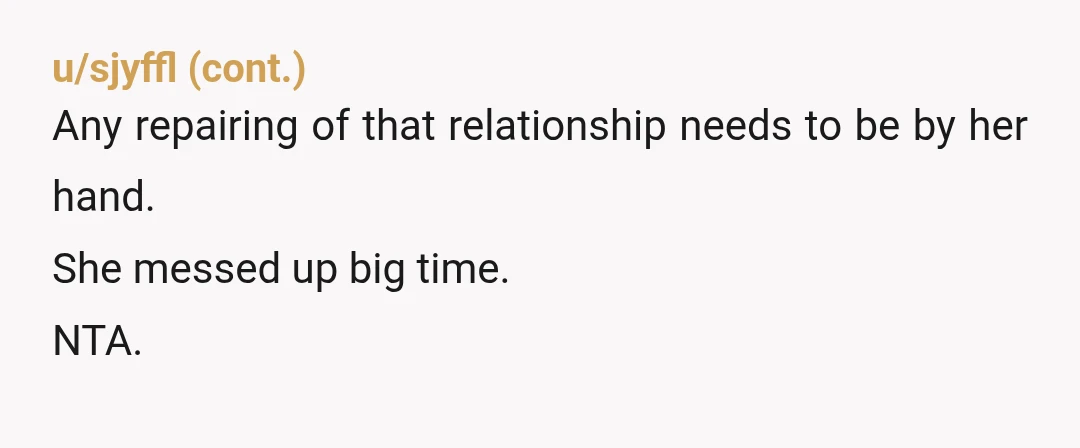 u/HashMapsData2Value
NTA.
Your wife should be worried about her relationship with you, the father of her child and the one she failed to protect from her side of the family.
