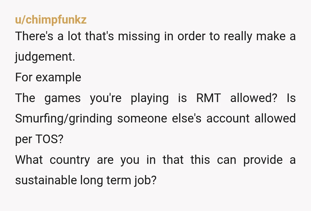 u/uktobar
NTA.
It's not a temporary hobby.
You're self employed and run your own business.
Can't say the same for the bootlickers looking down on you.