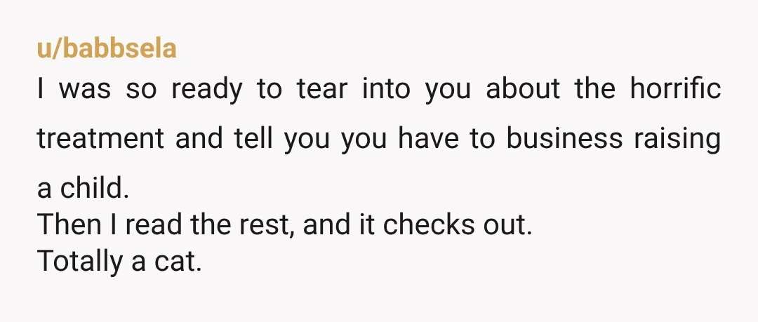 u/babbsela I was so ready to tear into you about the horrific treatment and tell you you have to business raising a child. Then I read the rest, and it...