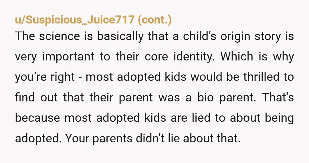 u/Calvertorius
Your adopted mom is the real hero here and needs a hug.