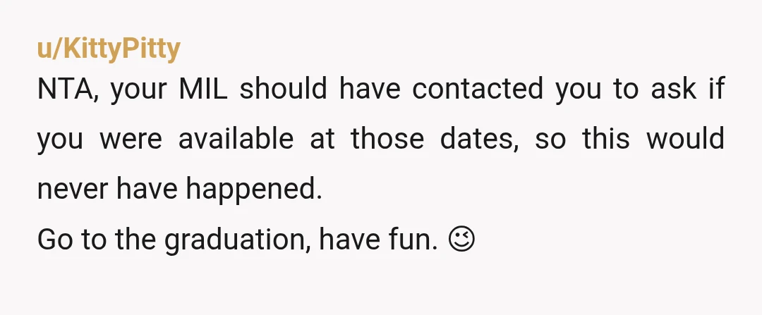 u/Chaoticgood790 NTA but your husband should’ve said “sorry we will miss you but we are keeping our plans. This is not up for discussion” Any time they add you to...