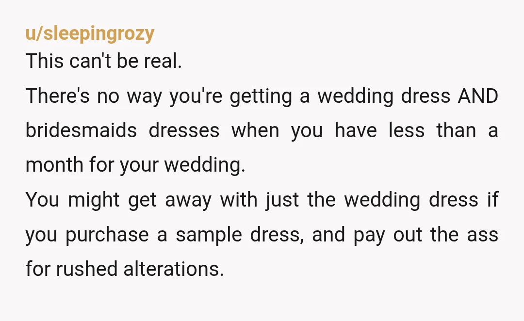 u/ElleNeotoma "He said a mother only gets to experience wedding dress shopping with her daughter once and she'll never get that moment back." I agree. Your mother should have done...