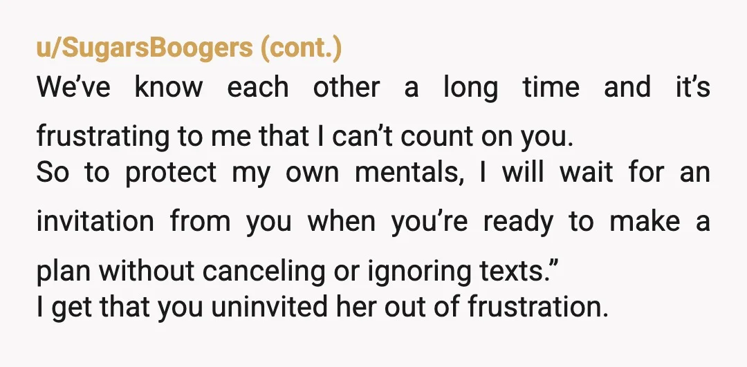 u/your-rong Okay, so does she leave you wondering whether she's dead or alive, or is she still active on her phone to a degree that you're aware of it? It...