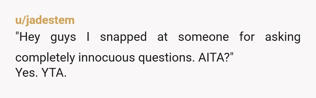 u/Various-Ocelot-2209 YTA Your insecurity about what you eat is unfortunate, but it isn't a reason to be so rude. Your colleague was just making totally normal small talk. I would...