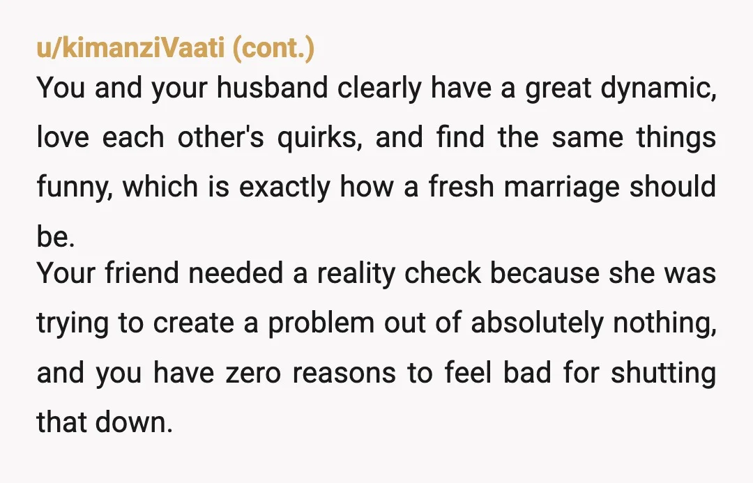 u/Polly265 NTA your "friend" is not worried she is a firestarter. She called you to make a dramatic moment about your husband's ring, that didn't catch so she switched it...