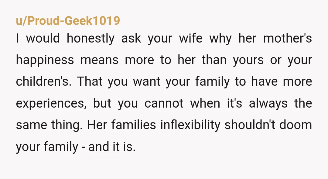 u/Fragrant-Hyena9522 Your wife is disrespectful. She made a decision for the entire family without consulting you. My guess is because she knew you didn't want this. That makes it worse....