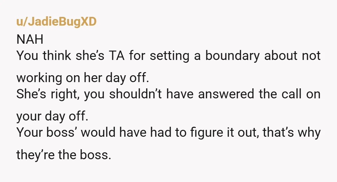 u/electricookie More information needed- was your coworker on holiday when you asked for help? Because if you asked for help while she was on holiday, it sounds like a massive...