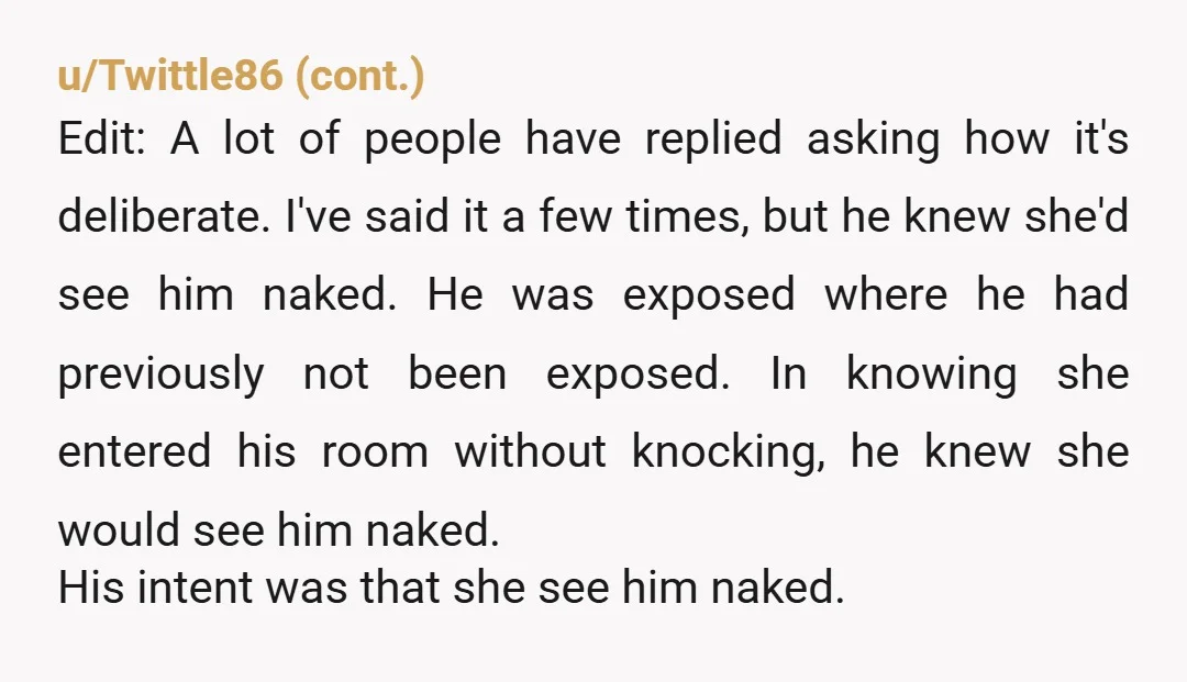 u/GoingOverTheStars NTA, especially since it sounds like you’ve warned them and mentioned this was a problem before. I think they are wayyy over reacting for seeing a little bit of...