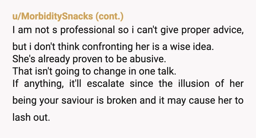 u/sparkylocal3
Is there a way you could complain about her to her job under the pseudonym Mick Mirtle?
