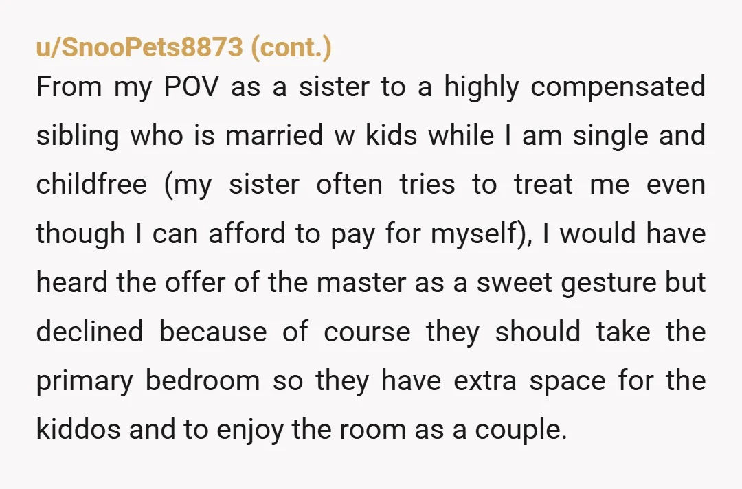 u/Ok-Pin-6955 NTA, you already PAY FOR EVERYTHING she doesn't need the "master" she's a guest.