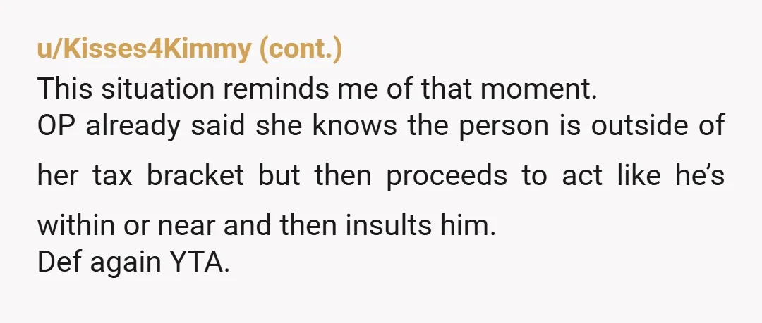 u/Altruistic_Offer9381 YTA. Ordering a dessert to go? Especially when you dont plan to take things further? That is RUDE AND GREEDY behavior. You dont do that on a date even...