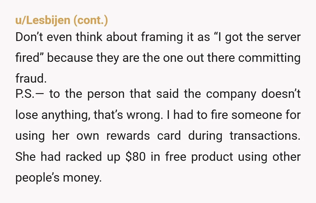 u/shoulda-known-better
Haha server got scammed on their own scam of using their card and getting cash back or points and acting like you paid with a card
