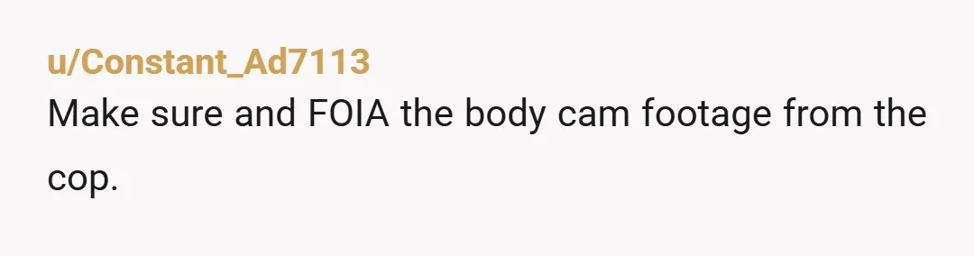 u/Constant_Ad7113
Make sure and FOIA the body cam footage from the cop.