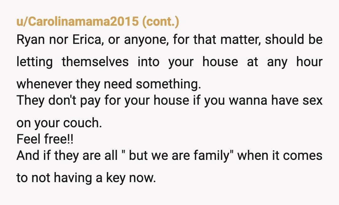 u/thatkindofgirl55 NTA Not at all ! So your telling me Erica ( who started having sex at at least 16 ) has never had sex on a couch ? Let...