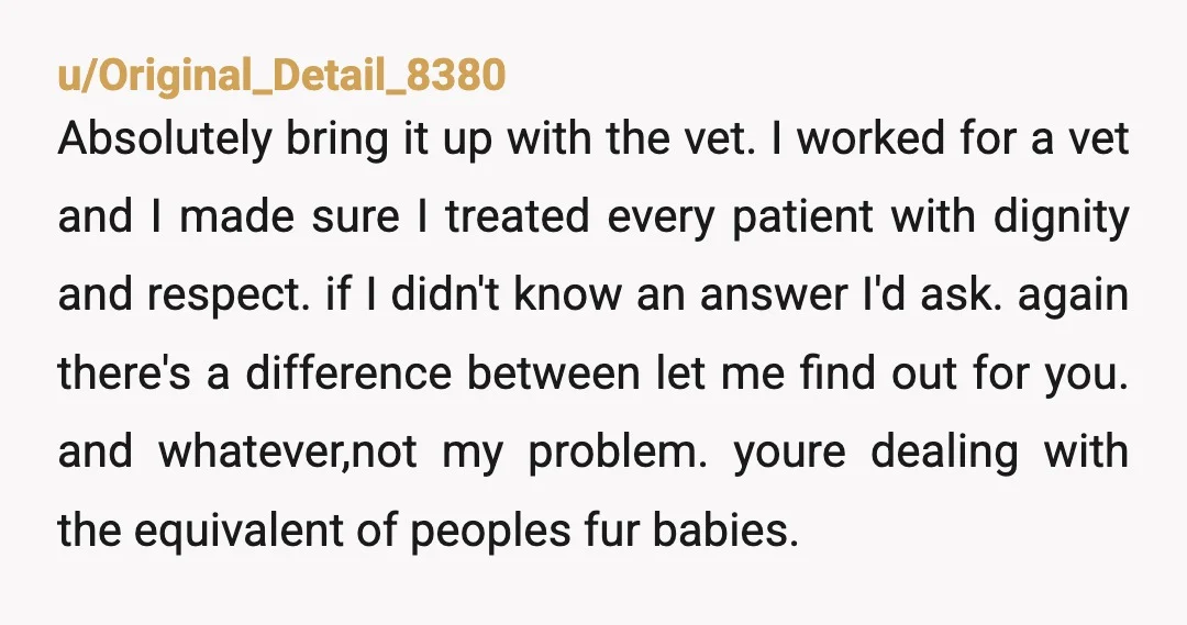 u/Mrs-Lovett I would let the practice or office manager know that this is the first person people see and talk to. She is being rude for no reason during a...