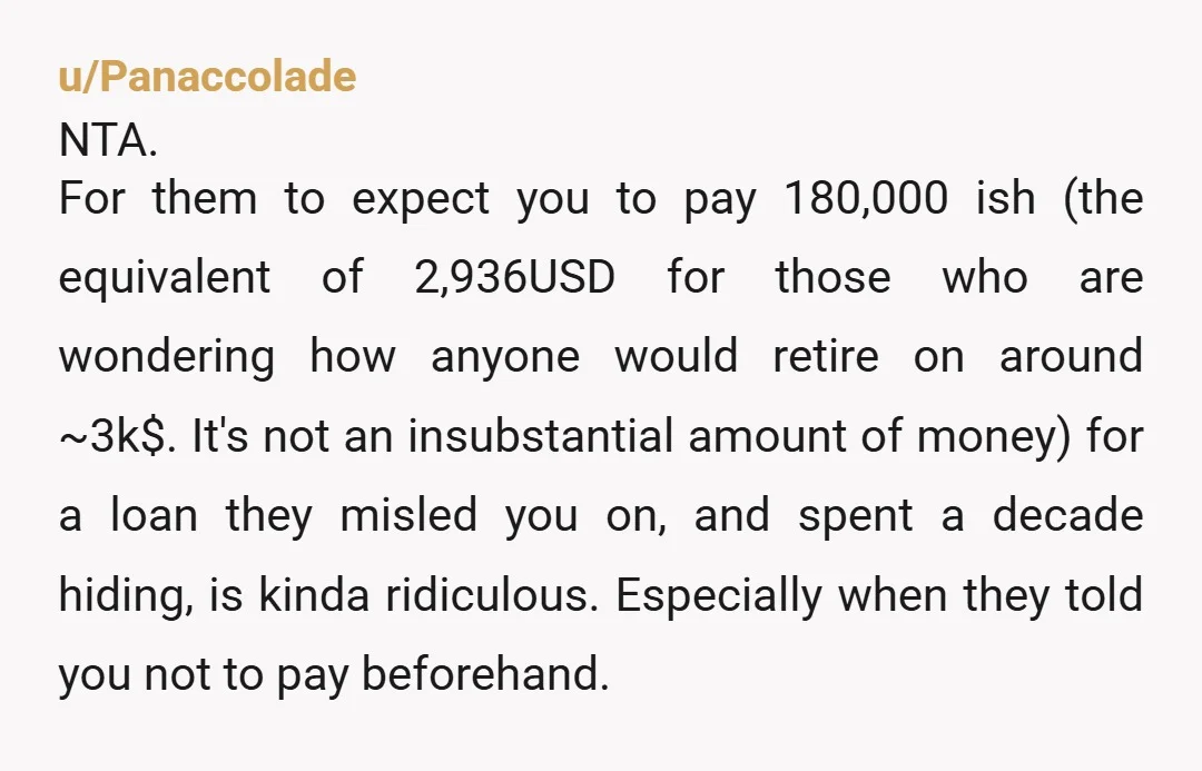 u/RebelHoneyy NTA. This isn’t a “help family out” situation, it’s a decade of financial denial turning into a last minute emergency they expect you to fix. You’re not the bank...