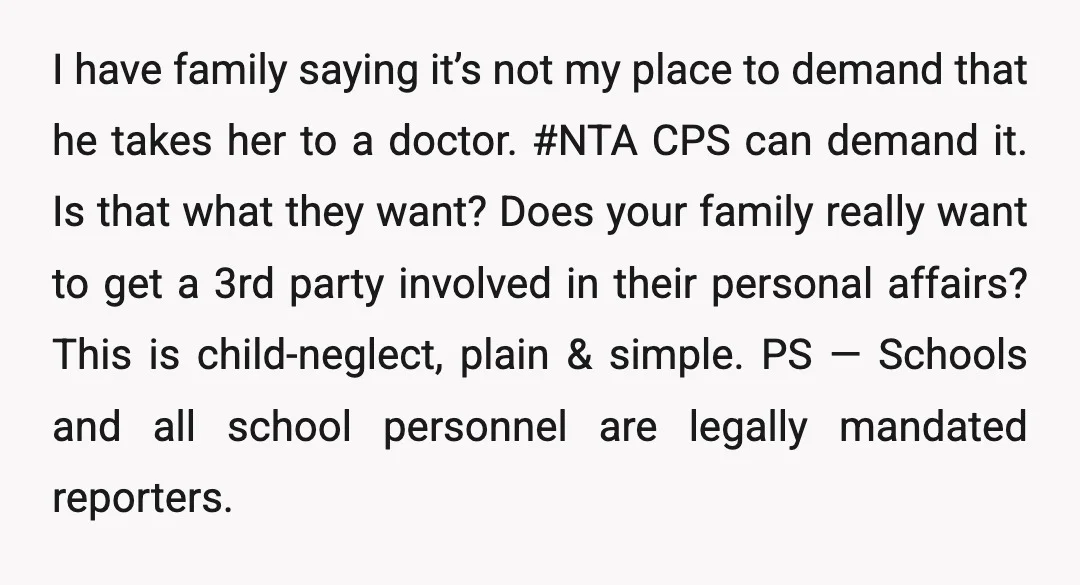 u/WholeAd2742
NTA
Don't enable their toxic and neglectful parenting
They're failing their kid by not properly getting her diagnosed