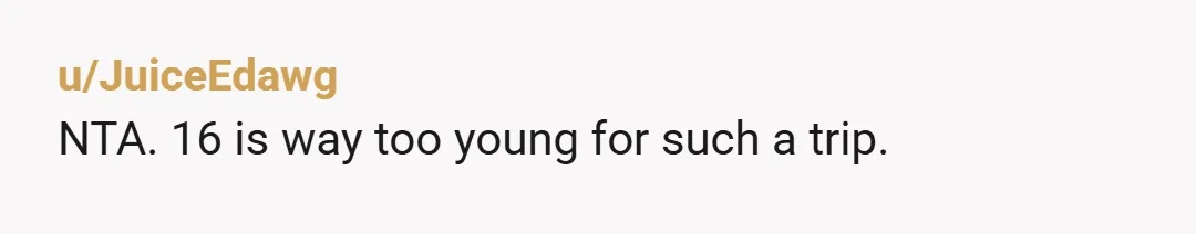 u/shrekidswamp NTA. she probably has adrenaline from how adventurous the trip sounds and is obviously extremely frustrated that she isn't able to but she should not be out with a...