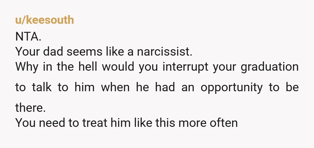 u/WavesnMountains
NTA he’s a narcissist and tried to ruin a milestone for you. Put him and your grandma on block