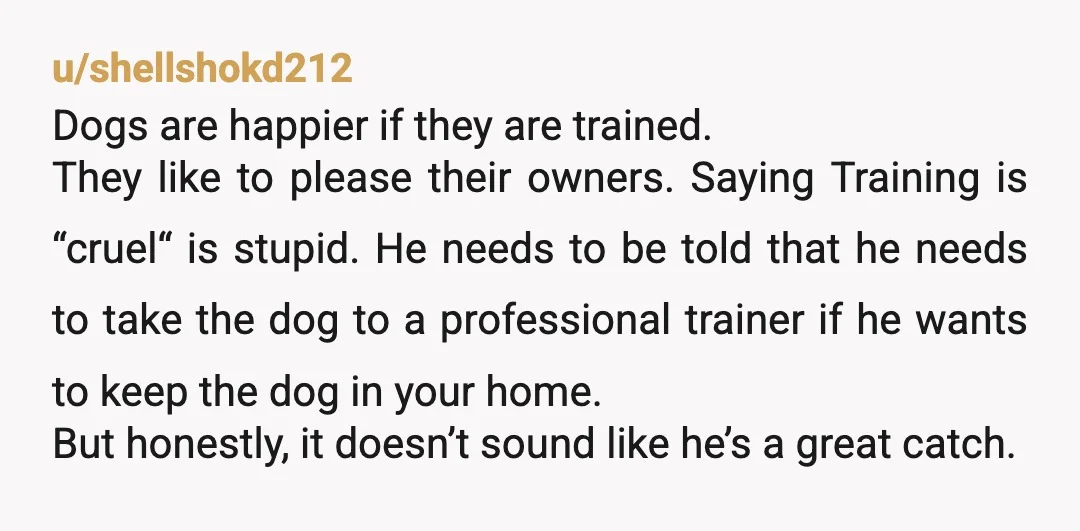 u/Embarrassed-Exit1450 You both are incompatible to live with each other and it is unfair for all animals to be given up. You are right the dog needs to be professionally...