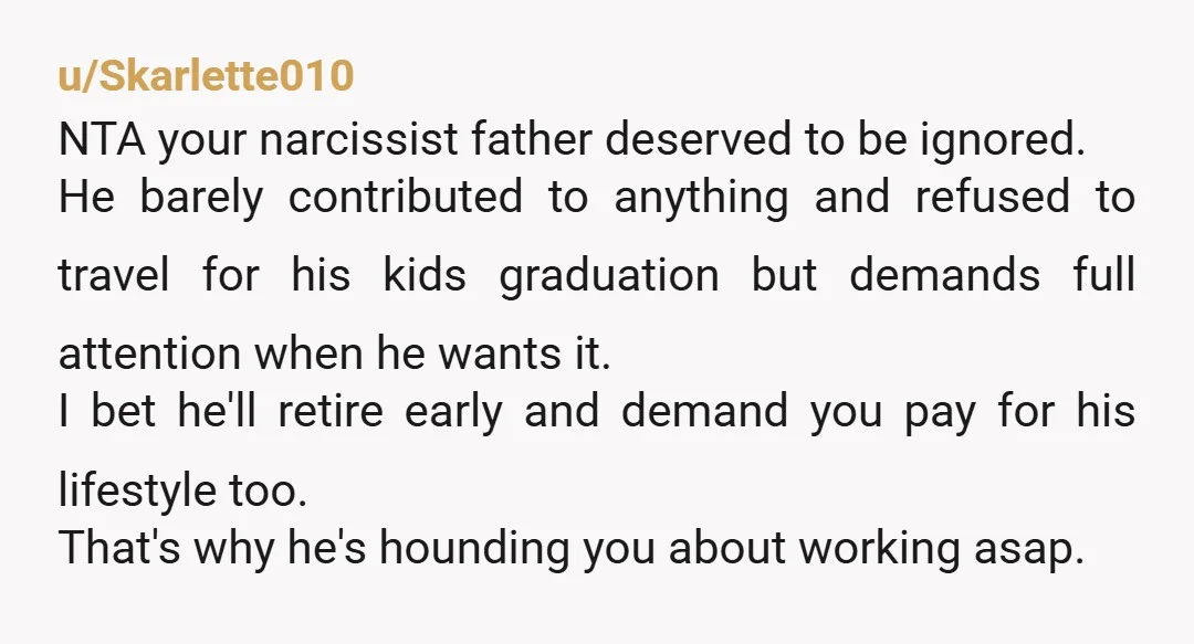 u/ThrowRABake
NTA. Your dad is making the day to celebrate you and your graduation about himself.