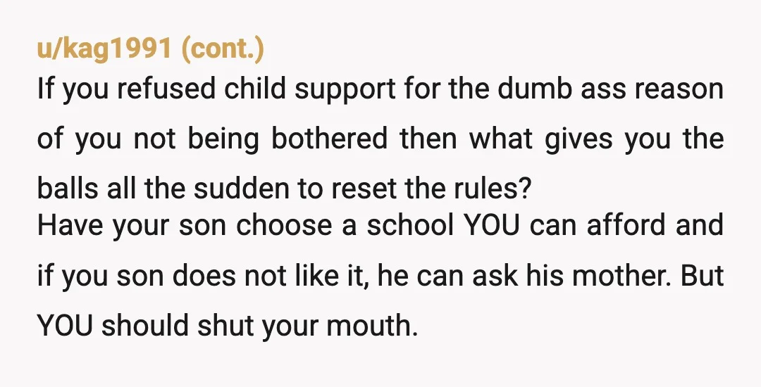 u/GalianoGirl YTA for declining child support. Here in Canada it is the right of the child to receive it and the amounts are calculated using government formulas. You could have...
