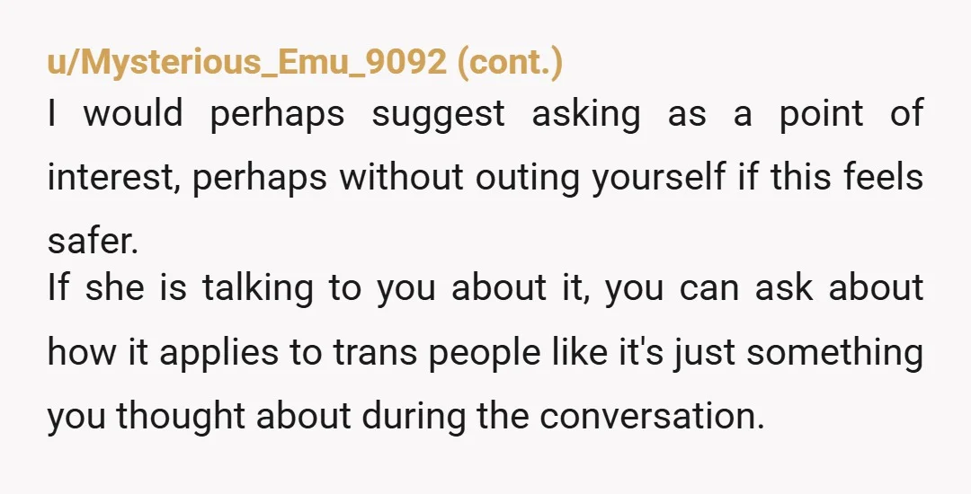 u/PhDofLife_no1 There is an episode on Jamies channel about woman only gym and there are muslim voices saying, that they are okay with doing sports with trans women, because they...