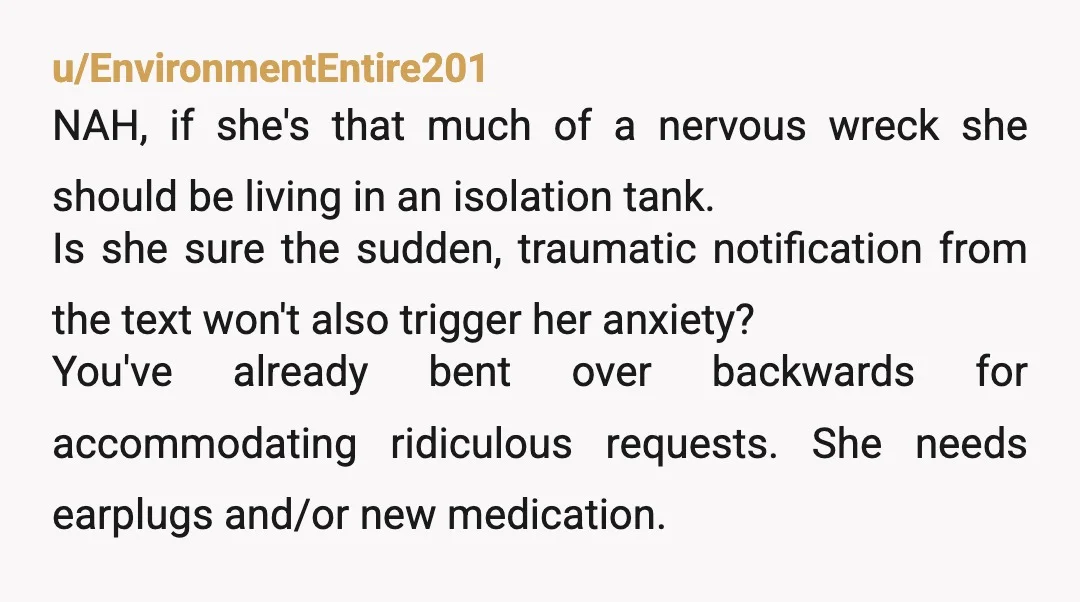 u/Sensitive_Tough2751
If someone wanted me to text them every time my husband was leaving the house, I would start to believe that they had ulterior motives.