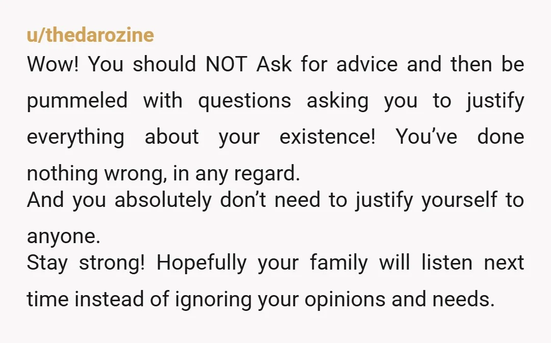 u/ChicagoWhiteSox35 NTA. I understand you have challenges, but you've got to stand on your own two feet and take care of yourself. You're 23 years old. You don't need permission...