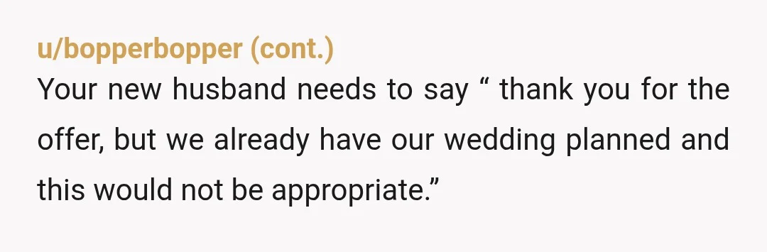 u/NYC-WhWmn-ov50 Yeah... that's a weird request. But be prepared for her to show up and just shove the kids onto the reception floor. Make sure your band/dj cut anything like...