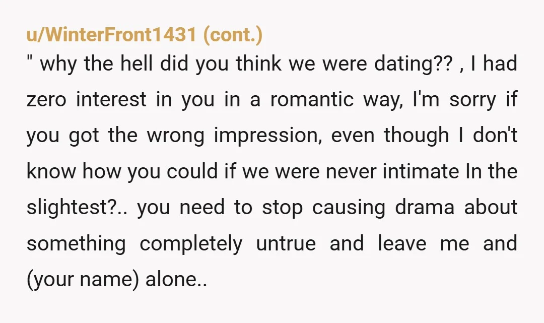 u/ScoutTheRabbit Okay so... Everyone in Carly's close family and friend group "knew" that she was dating Matt. She came up to him at the party and gave him a "huge...